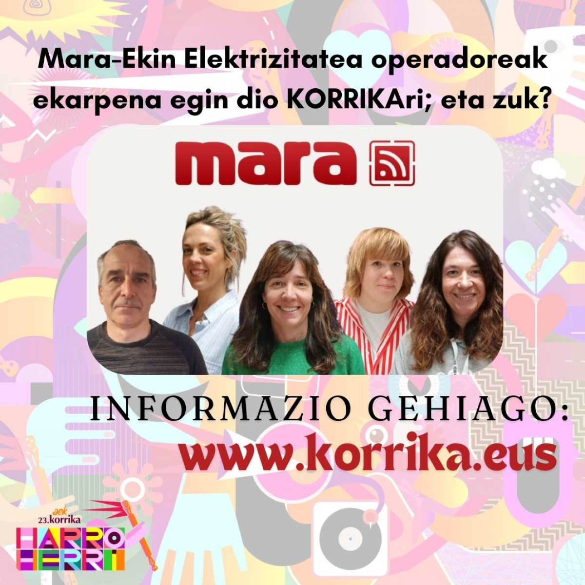 Mara-Ekin Elektrizitatea operadoreak ekarpena egin dio KORRIKAri; eta zuk?